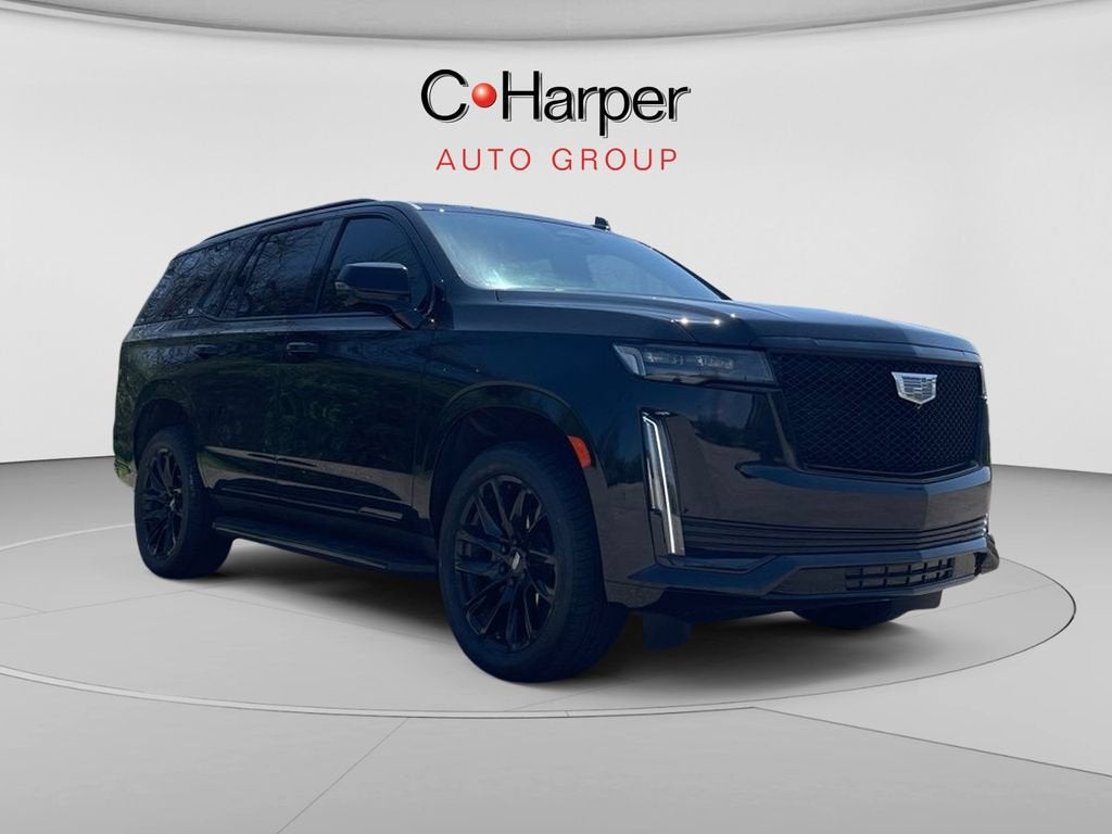 2024 Cadillac Escalade Sport in Black Raven — front three-quarter view
