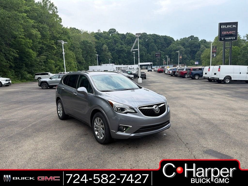 2019 Buick Envision Essence in Satin Steel Metallic — front three-quarter view